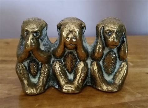 Vintage Three Brass Monkeys Speak No Evil See No Evil And Hear No