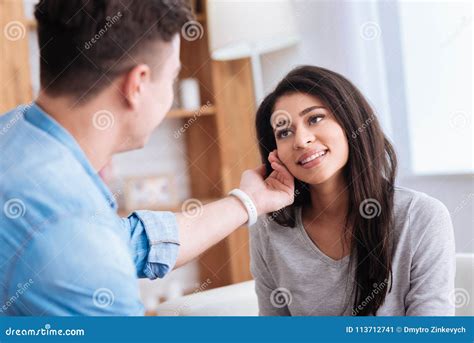 Man Caressing Beautiful Woman In Love Stock Image Image Of Comfort Face 113712741