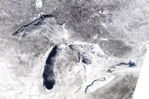 View From Space Shows Growing Great Lakes Ice Snow Cover