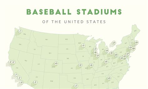Baseball Stadiums Checklist Map 11x14 Stadium Maps Etsy