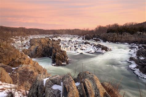 Pink Sunrise At Great Falls Park