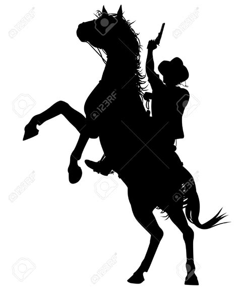 Cowboy Mounted Shooting Silhouette Clip Art Library