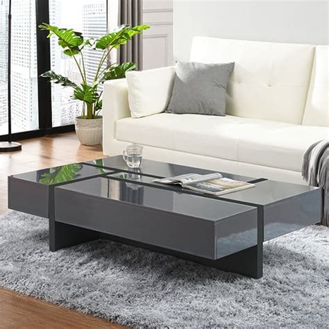 Black High Gloss Coffee Table With Drawers Coffee Table Design Ideas