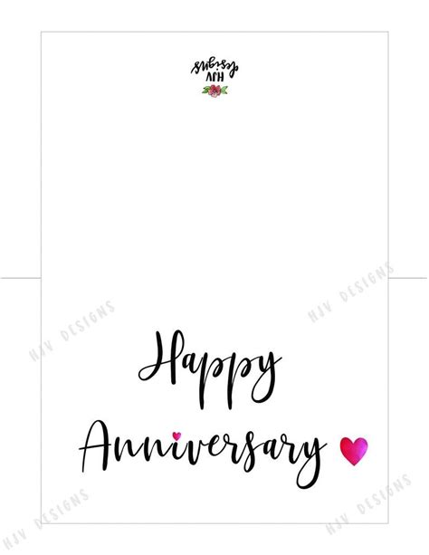 Happy Anniversary Printable Card Simple Black And White Hand Etsy
