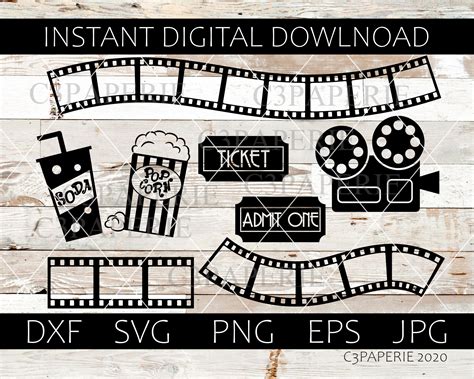 Cinema Svg Backable Svg Papercut Template Movie Frame Printable