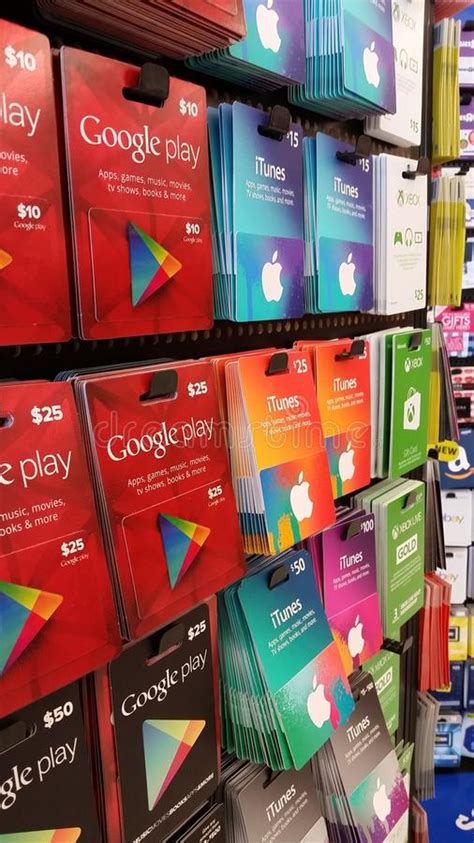 At the time of this writing, giftcards.com had staples electronic gift cards available in a variety of denominations, mostly in the $25 to $95 range, all with an 8% discount. Gift Cards: ITunes, XBOX, Google Play Editorial Photography - Image of electronics, birthday ...