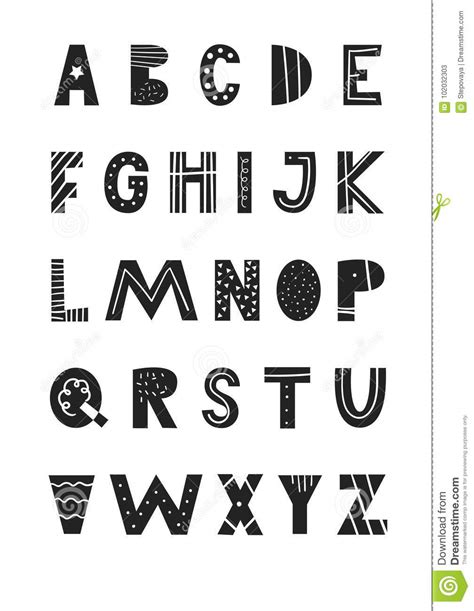 Abc Latin Alphabet Unique Hand Drawn Nursery Poster With Handdrawn