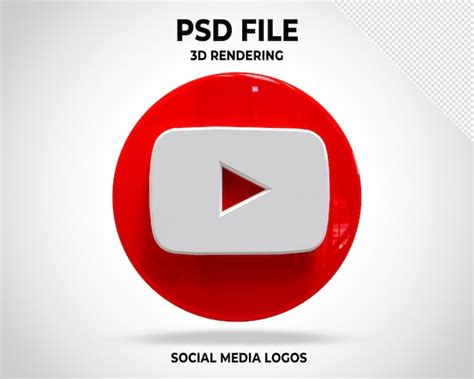 유튜브 로고 3d 소셜 미디어 프리미엄 Psd 파일
