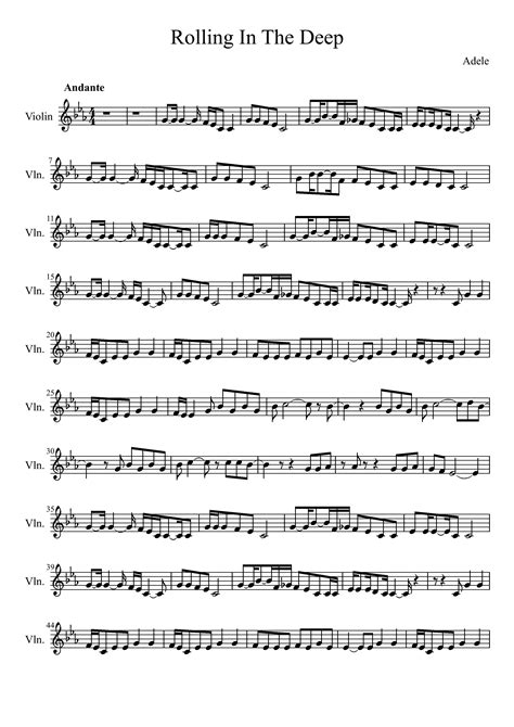 Rolling In The Deep Violin Sheet Music Free Sheet Music