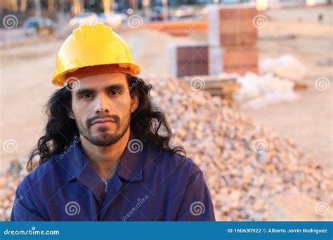 Construction Worker Looking At Camera Stock Photo Image Of Latin