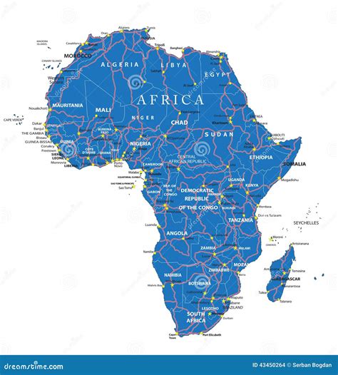 Africa Road Map Stock Vector Image 43450264