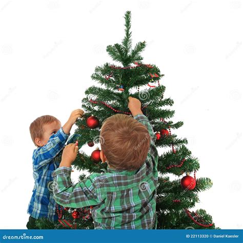 Kids Decorating Christmas Tree Stock Photo Image 22113320