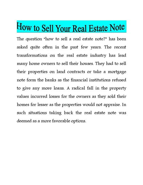 Tips About How To Sell And Buy Real Estate Note By Dreamprotector Issuu