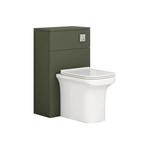 Modena 500mm Satin Green Btw Wc Unit With Rimless Toilet Seat And