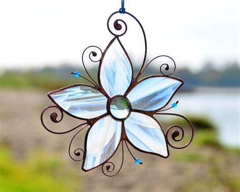 Stained Glass Mother S Day Flower Gift Window Hanging Etsy