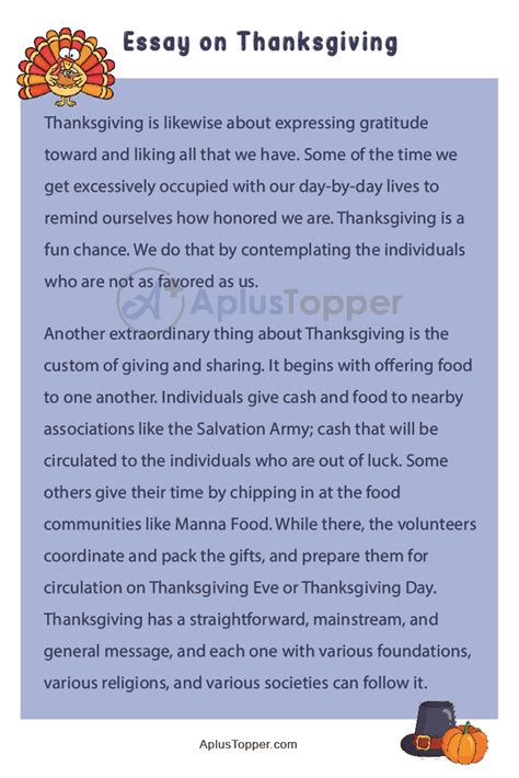 Thanksgiving Essay Essay On Thanksgiving For Students And Children In