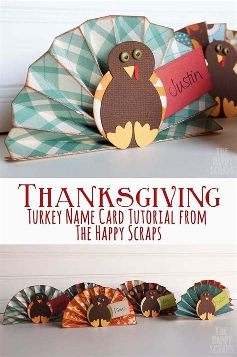 thnksgiving turkey name card tutorial 17 diy thanksgiving crafts for adults see more at