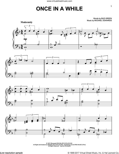Green Once In A While Sheet Music For Piano Solo Pdf
