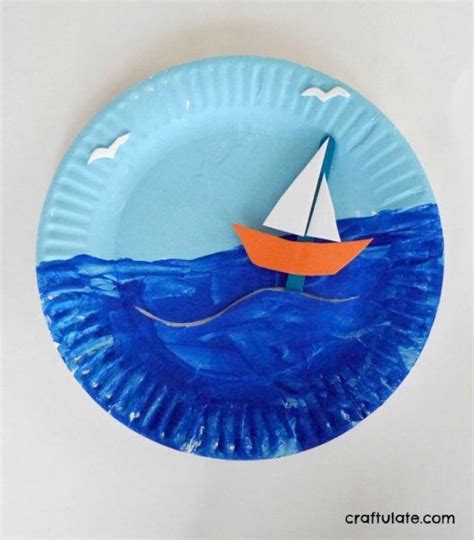 Paper Plate Boat Scene Boat Crafts Transportation Crafts Preschool