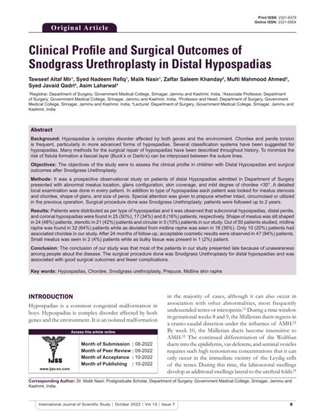 Pdf Clinical Profile And Surgical Outcomes Of Snodgrass Urethroplasty