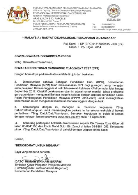Format Surat Rasmi Melayu