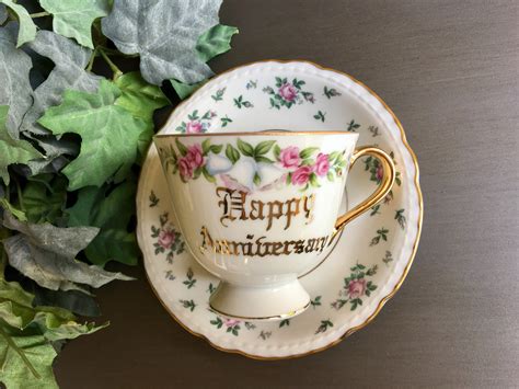 Happy Anniversary Teacup Anniversary Tea Cup Anniversary Tea Etsy