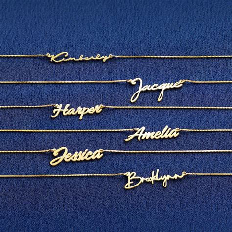 14k Gold Name Necklace Name Necklace In Gold Cursive Name Etsy