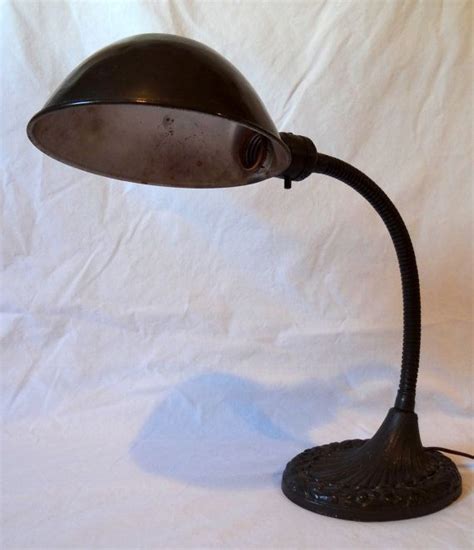 Price Reduced Vintage Goose Neck Dark Brown Lamp With Cast Etsy