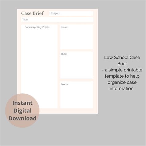 Law School Case Brief Template Simple And Clean Design Etsy New Zealand