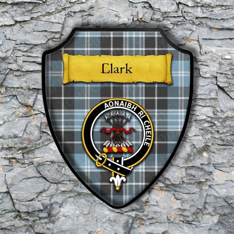 Clark Shield Plaque With Scottish Clan Coat Of Arms Badge On Etsy