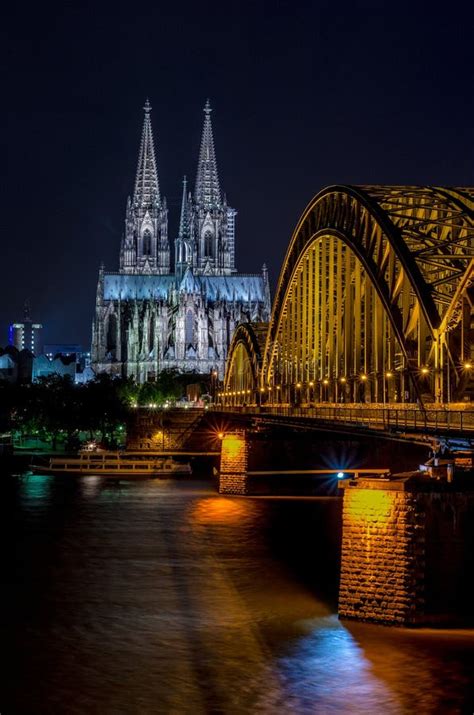 Magnificent View Of Cologne Cathedral During Night Cologne Germany