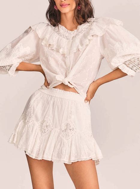 Loveshackfancy Adia Mini Skirt In White Shop Premium Outlets