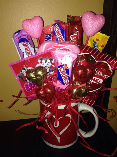 This post contains affiliate links. Valentines ️ mug candy bouquet | Valentines candy bouquet ...