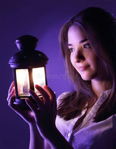Beautiful Girl With Lantern Stock Image Image Of Inspiration Glowing