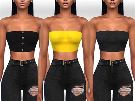 The Sims Resource Female Strapless Crop Tops