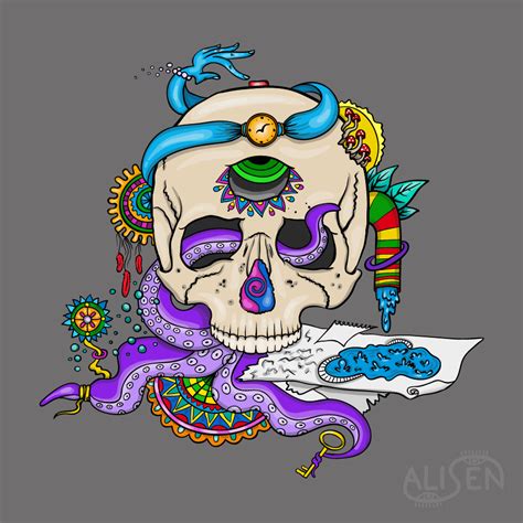 Psychedelic Art Zen Skull Vector Illustration On Behance