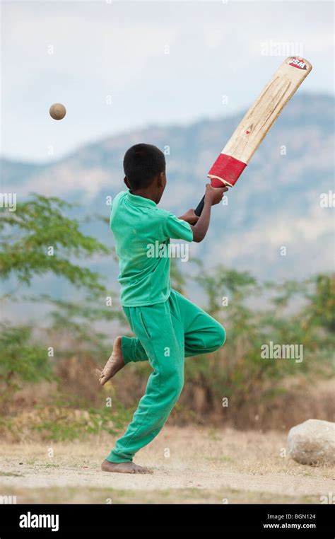 Indian Boy Playing Cricket India Stock Photo Alamy