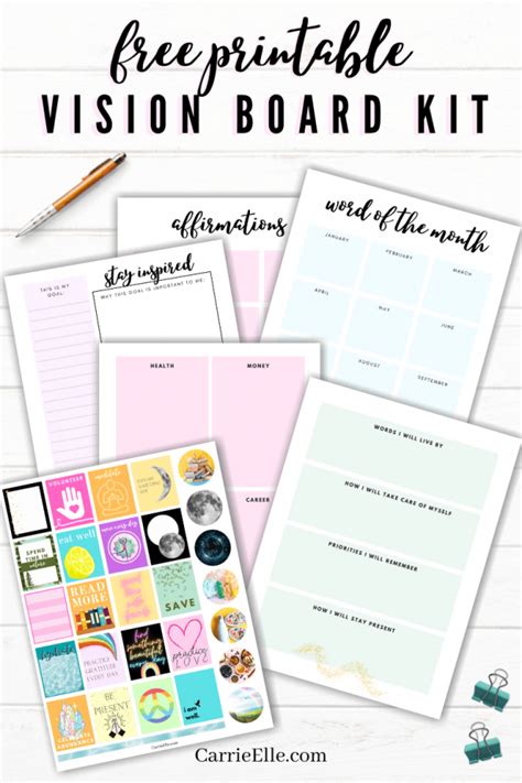 Free Printable Vision Board Template 2020
