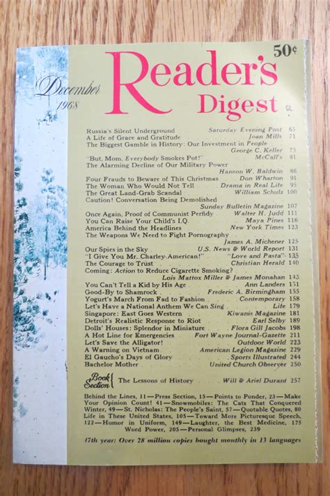 Readers Digest Magazine December 1968 By Readers Digest Editors