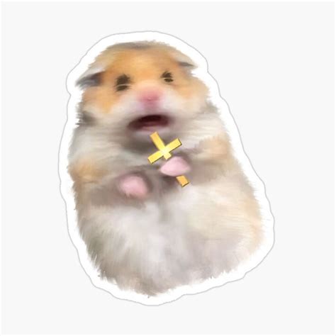 Scared Hamster With Cross Meme Funny Screaming Hampster Memes Sticker