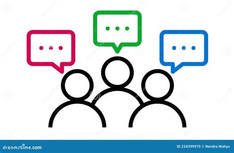 Outlined Icon Of Group Of People Doing Discussion Stock Vector
