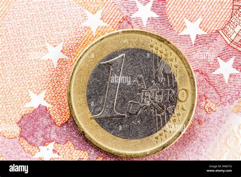 Euro Coin On Europe Map Stock Photo Alamy