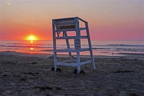 Ogunquit Beach Lifeguard Chair At Sunrise Ogunquit Maine Photograph By