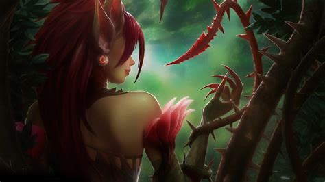 wallpaper video games anime red league of legends zyra jungle flower screenshot