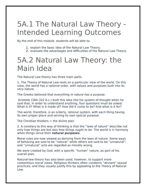 Ethics 11 Lecture Notes 3 7 5a The Natural Law Theory Intended