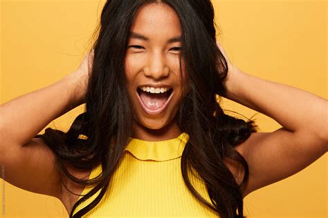 Happy Asian Woman Portrait By Ohlamour Studio Stocksy United