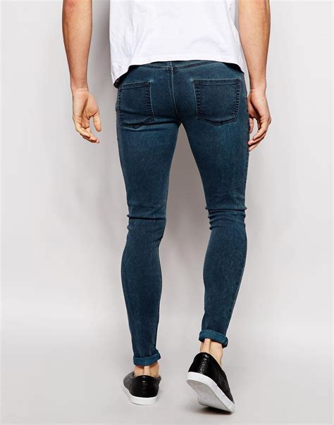 lyst asos extreme super skinny jeans with coated marble effect in gray for men