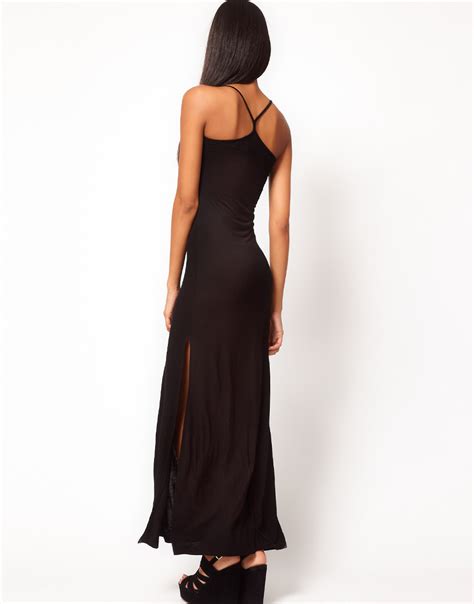 Lyst Asos Collection Maxi Dress With Split In Black