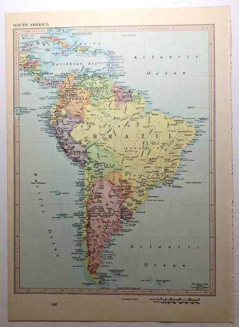 Vintage South America Atlas Map 1968 Collectors Edition Ebc Atlas Of
