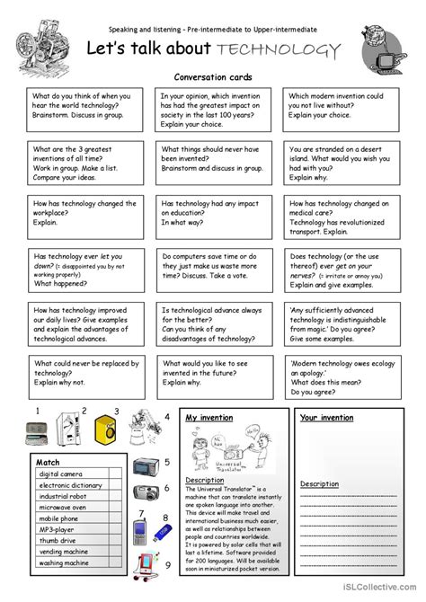 Lets Talk About Technology English Esl Worksheets Pdf And Doc